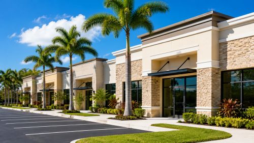 Modern Florida commercial property and retail plaza representing business property insurance coverage
